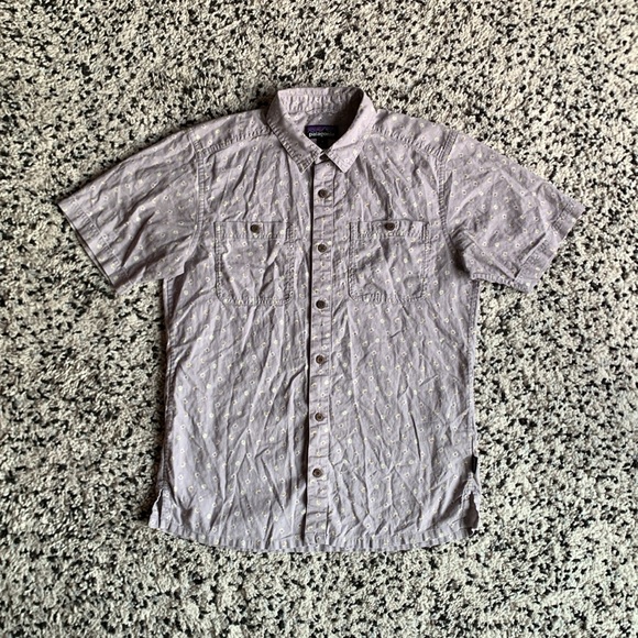 Patagonia Hemp Organic Cotton Blend Daisy Lemon Print Short Sleeve Shirt Small - Picture 1 of 16